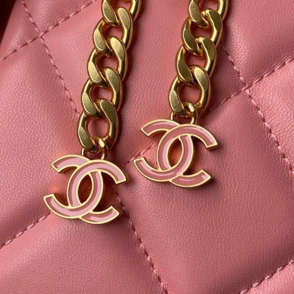 Chanel Flap Bag Lampskin Diamond AS1793 Pink - Image 3