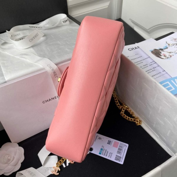Chanel Flap Bag Lampskin Diamond AS1793 Pink - Image 4