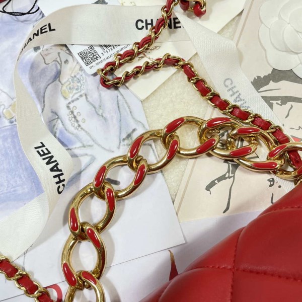 Chanel AS3366 Flap Bag 20cm Lambskin Red - Image 5