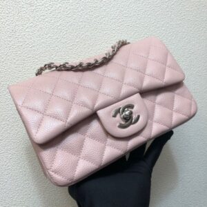 Chanel A69900 Mini Flap Bag Grained Calfskin Pink Silver