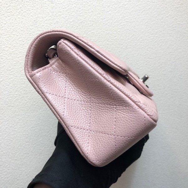 Chanel A69900 Mini Flap Bag Grained Calfskin Pink Silver - Image 3