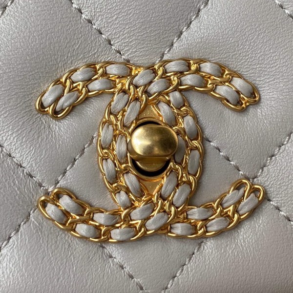 Chanel AS2976 Flap Bag Lambskin Gray - Image 2