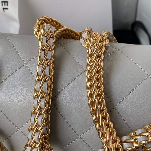 Chanel AS2976 Flap Bag Lambskin Gray - Image 3