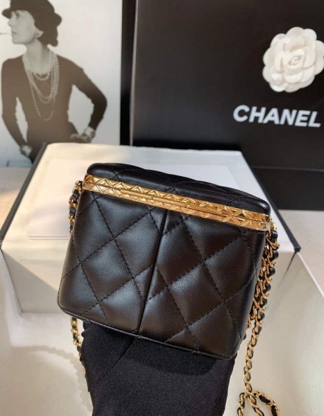 Chanel AP2717 Small Vanity With Chain Lambskin Gold Black - Image 2