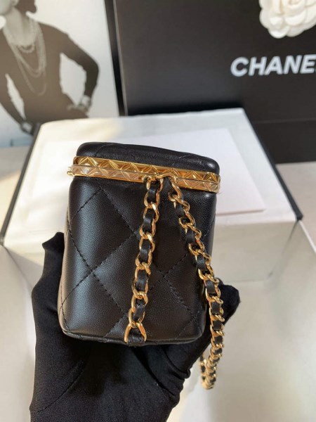 Chanel AP2717 Small Vanity With Chain Lambskin Gold Black - Image 3