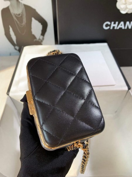 Chanel AP2717 Small Vanity With Chain Lambskin Gold Black - Image 4