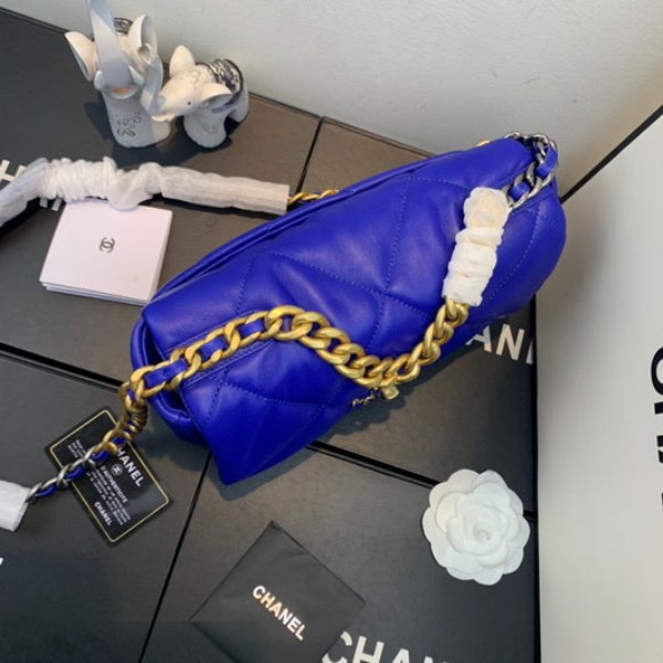 Chanel As1160 Chanel 19 Handbag Flap Lambskin Blue - Image 3