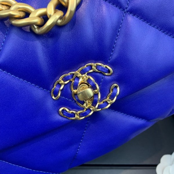 Chanel As1160 Chanel 19 Handbag Flap Lambskin Blue - Image 5