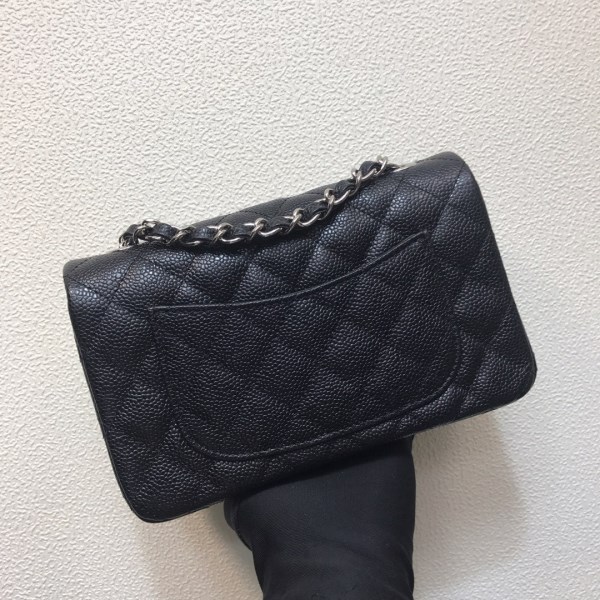 Chanel A69900 Mini Flap Bag Grained Calfskin Black Silver - Image 3