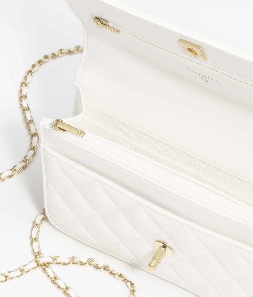 Chanel AP3504 Woc Wallet On Chain lambskin Imitation Pearls Strass & Gold white