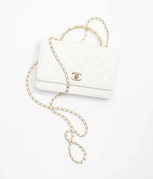 Chanel AP3504 Woc Wallet On Chain lambskin Imitation Pearls Strass & Gold white - Image 2