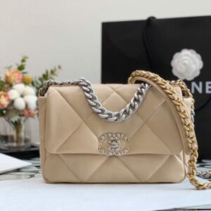 Chanel As1160 Chanel 19 Handbag Flap Lambskin Ocher Yellow Gold