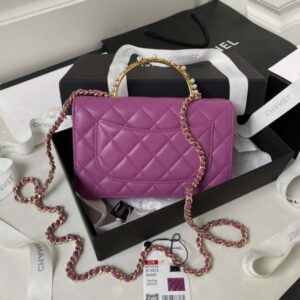Chanel AP3504 Woc Wallet On Chain lambskin Imitation Pearls Strass & Gold Purple