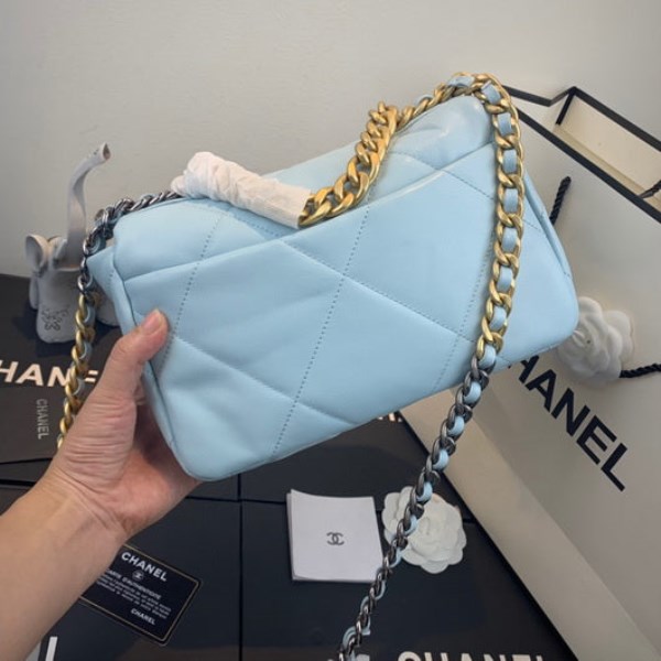 Chanel As1160 Chanel 19 Handbag Flap Lambskin Lake Light Blue - Image 2