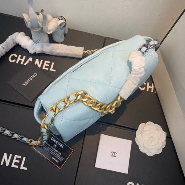 Chanel As1160 Chanel 19 Handbag Flap Lambskin Lake Light Blue - Image 3