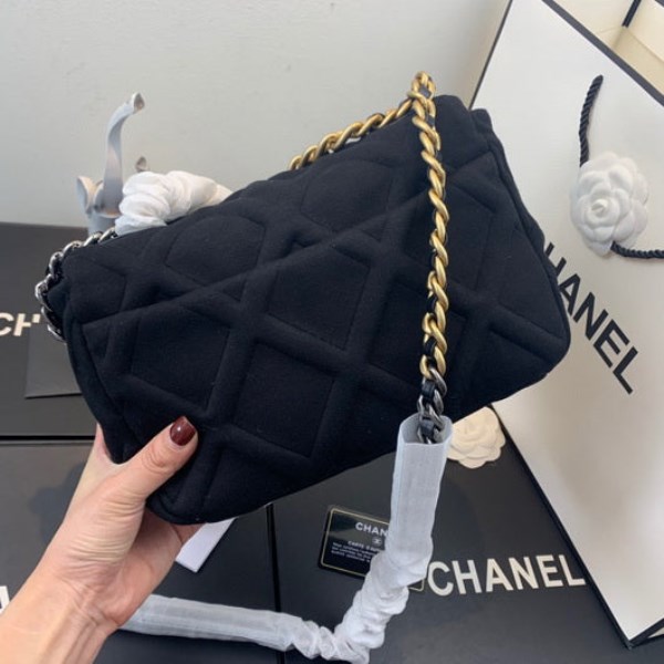 Chanel As1160 Chanel 19 Handbag Flap Shoulder Velvet Black - Image 2