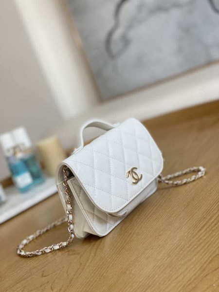 Chanel A81215 Mini messenger bag with Handle White - Image 3
