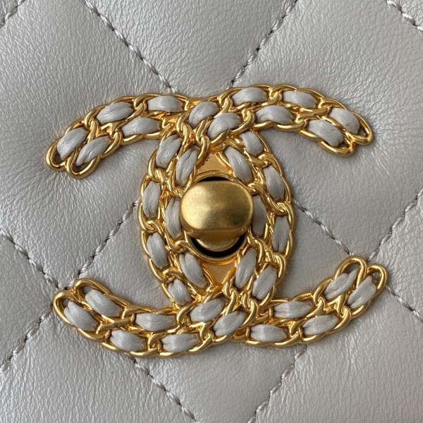 Chanel AS2975 Small Flap Bag Lambskin Gray - Image 2