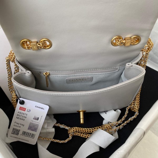 Chanel AS2975 Small Flap Bag Lambskin Gray - Image 5