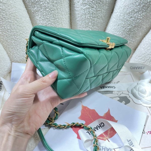 Chanel AS3366 Flap Bag 20cm Lambskin Green - Image 2