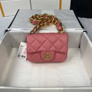 Chanel Mini Flap Bag Lambskin Gold-Tone Metal AS3213 Pink
