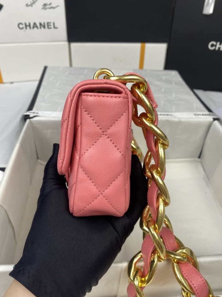 Chanel Mini Flap Bag Lambskin Gold-Tone Metal AS3213 Pink - Image 3