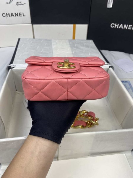 Chanel Mini Flap Bag Lambskin Gold-Tone Metal AS3213 Pink - Image 5