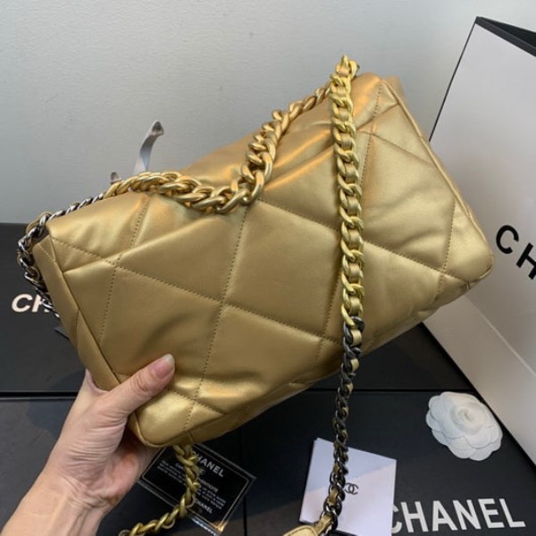 Chanel As1160 Chanel 19 Handbag Flap Lambskin Gold - Image 2