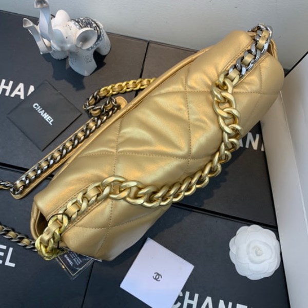 Chanel As1160 Chanel 19 Handbag Flap Lambskin Gold - Image 3