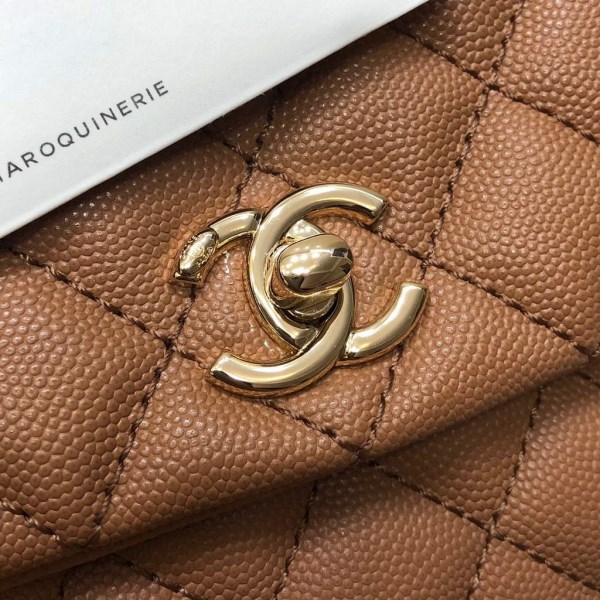Chanel A92990 Medium Flap Bag With Top Handle Bag Brown - Image 4