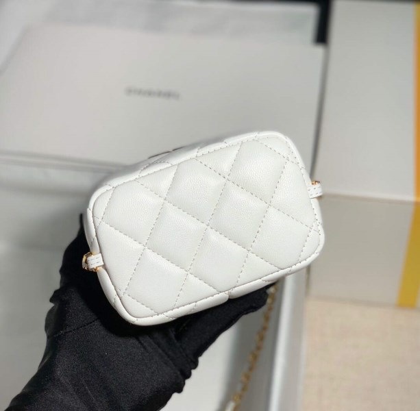 Chanel AP2717 Small Vanity With Chain Lambskin Gold White - Image 3