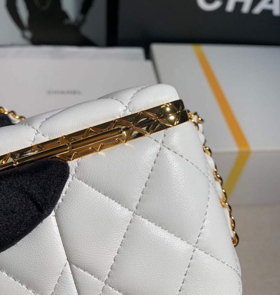 Chanel AP2717 Small Vanity With Chain Lambskin Gold White - Image 5