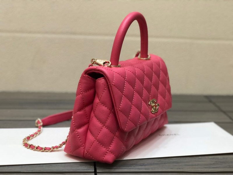 Chanel A92990 Medium Flap Bag With Top Handle Bag Rose Red - Image 3