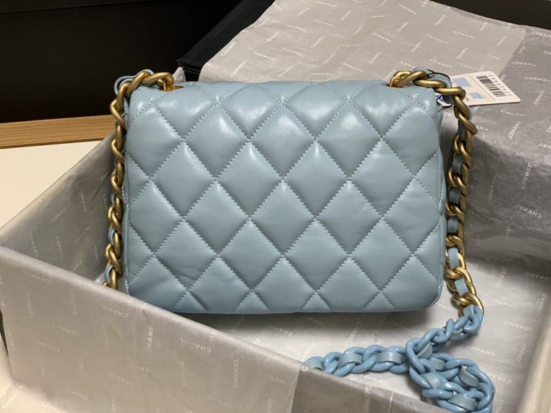 Chanel AS3206 Small Flap bag lambskin gold Blue - Image 3