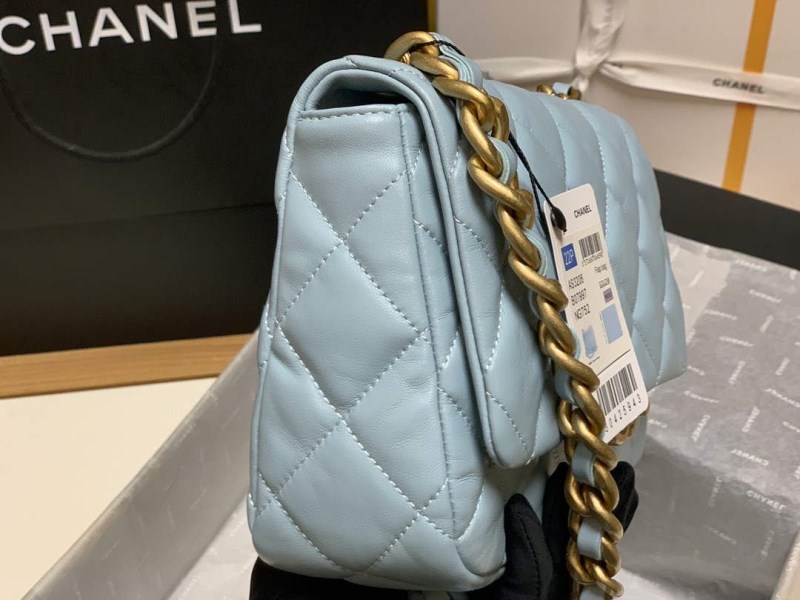 Chanel AS3206 Small Flap bag lambskin gold Blue - Image 4