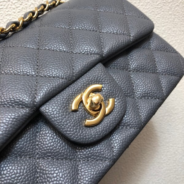 Chanel A69900 Mini Flap Bag Grained Calfskin Gray Gold - Image 2