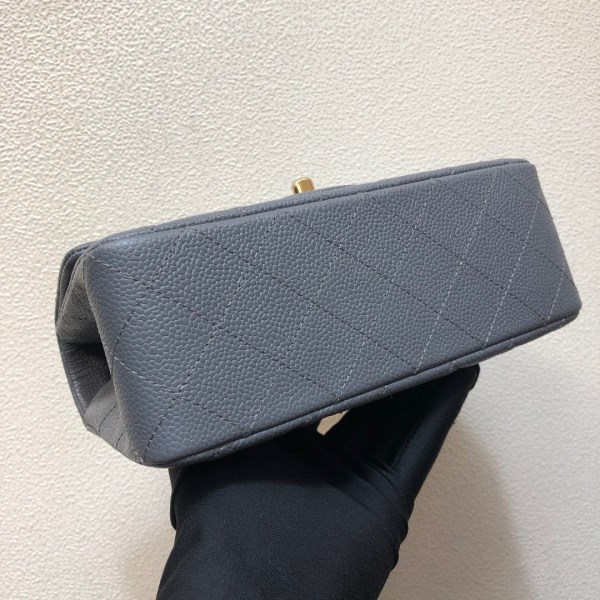Chanel A69900 Mini Flap Bag Grained Calfskin Gray Gold - Image 5