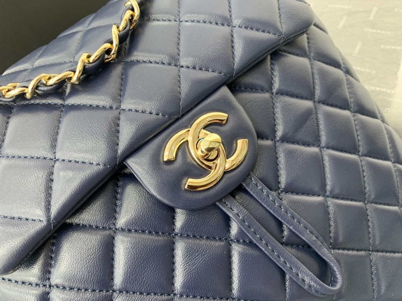 Chanel A91120 Backpack Vintage Lambskin Bag Navy Blue - Image 3