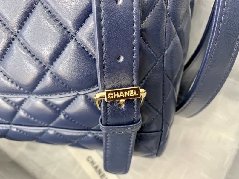 Chanel A91120 Backpack Vintage Lambskin Bag Navy Blue - Image 5
