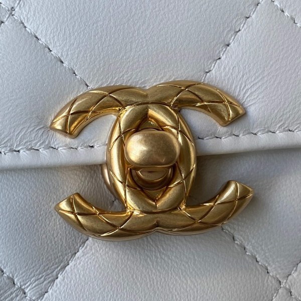 Chanel AS3011 Small Flap Bag Lambskin White - Image 2