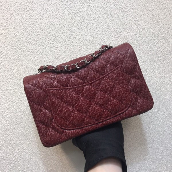 Chanel A69900 Mini Flap Bag Grained Calfskin Wine Red Silver - Image 3