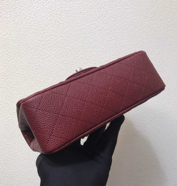 Chanel A69900 Mini Flap Bag Grained Calfskin Wine Red Silver - Image 5