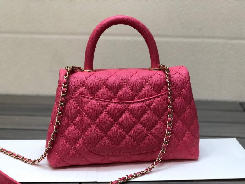 Chanel A92990 Medium Flap Bag With Top Handle Bag Rose Red - Image 4