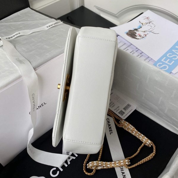 Chanel AS2975 Small Flap Bag Lambskin White - Image 4