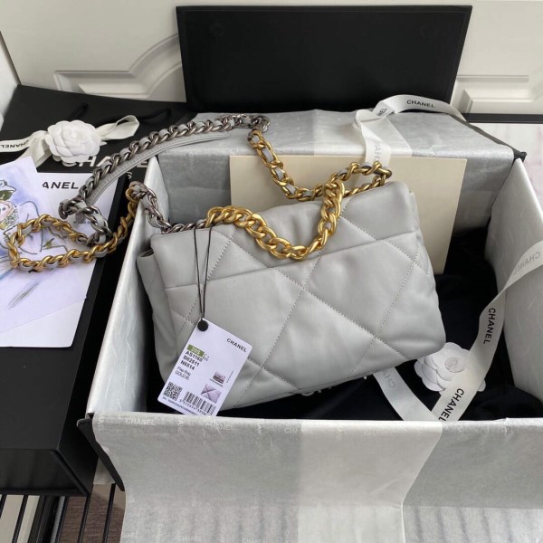 Chanel As1160 Chanel 19 Handbag Flap Lambskin B04852 94305 Grey