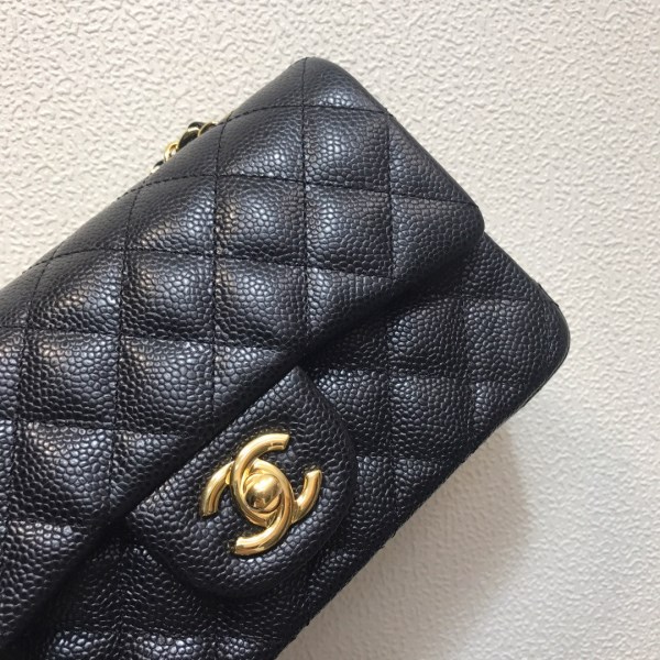 Chanel A69900 Mini Flap Bag Grained Calfskin Black Gold - Image 3