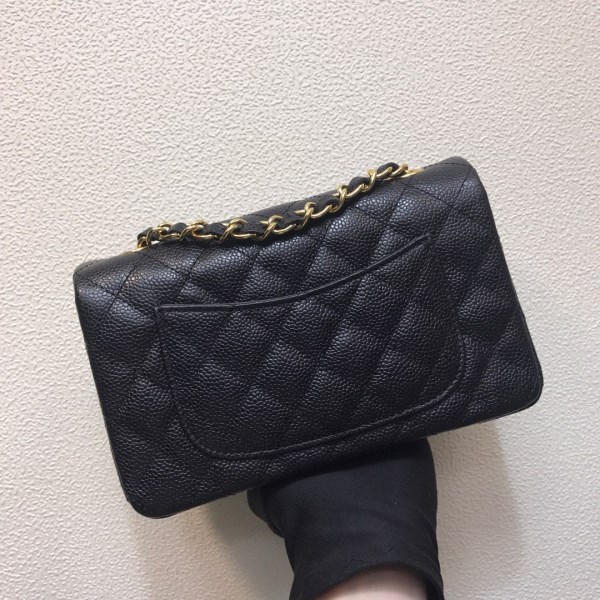 Chanel A69900 Mini Flap Bag Grained Calfskin Black Gold - Image 4