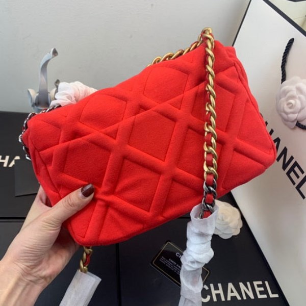 Chanel As1160 Chanel 19 Handbag Flap Shoulder Velvet Red - Image 2