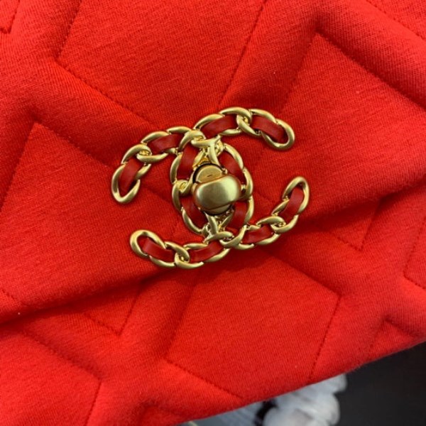 Chanel As1160 Chanel 19 Handbag Flap Shoulder Velvet Red - Image 4