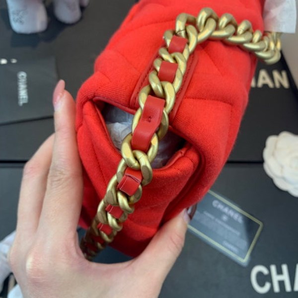 Chanel As1160 Chanel 19 Handbag Flap Shoulder Velvet Red - Image 5